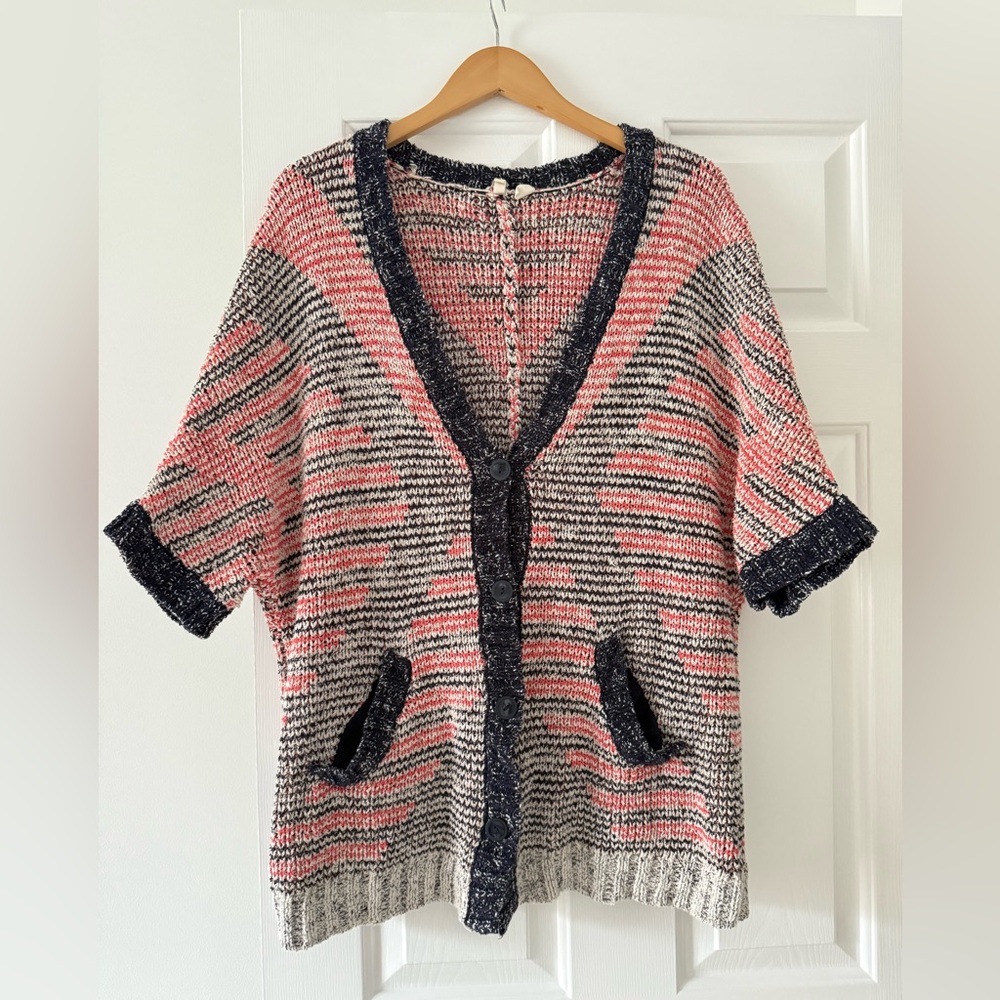 Anthropologie Moth Carrefour Jacquard oversized knit button cardigan size medium